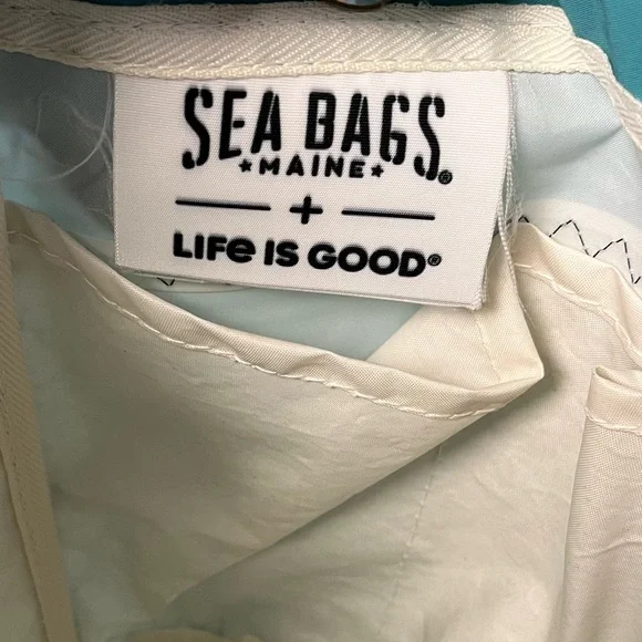 SEA BAGS TIE-DYE LIFE IS GOOD BEACHCOMBER BUCKET BAG TOTE Teal Blue Rainbow - Picture 9 of 12